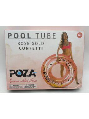 Rose Gold Confetti Pool Tube Float By Poza 36"x36"x9" Luxurious Design Advanced